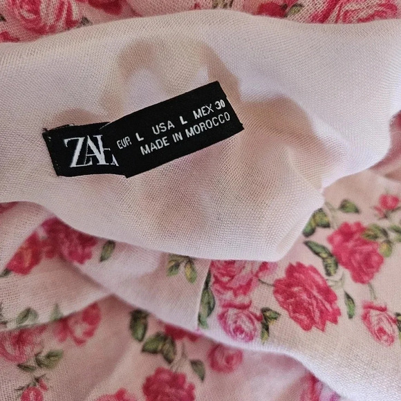 Zara Bloggers Favorite Pink Floral Lace Up Cutout Strappy Linen Blend Mini Dress - Picture 14 of 15